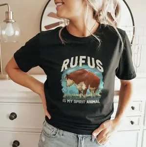 Rufus Is My Spirit Animal T-Shirt, Cowboy Humor Shirt Top, Animal Meme Tee, Mascot Humor Tee, Rufus Bull Shirt, Novelty Graphic Tee