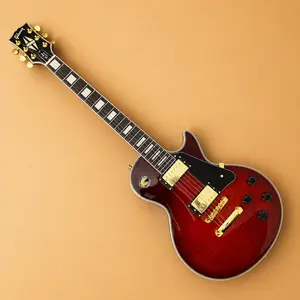 22 frets guitar, flame maple top, white binding, gold hardware, HH pickup