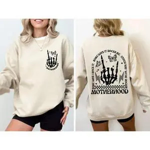Motherhood Rocks, Mother's Day, Skeleton, Trend Sweatshirt, Women's Crew Neck, Crewneck