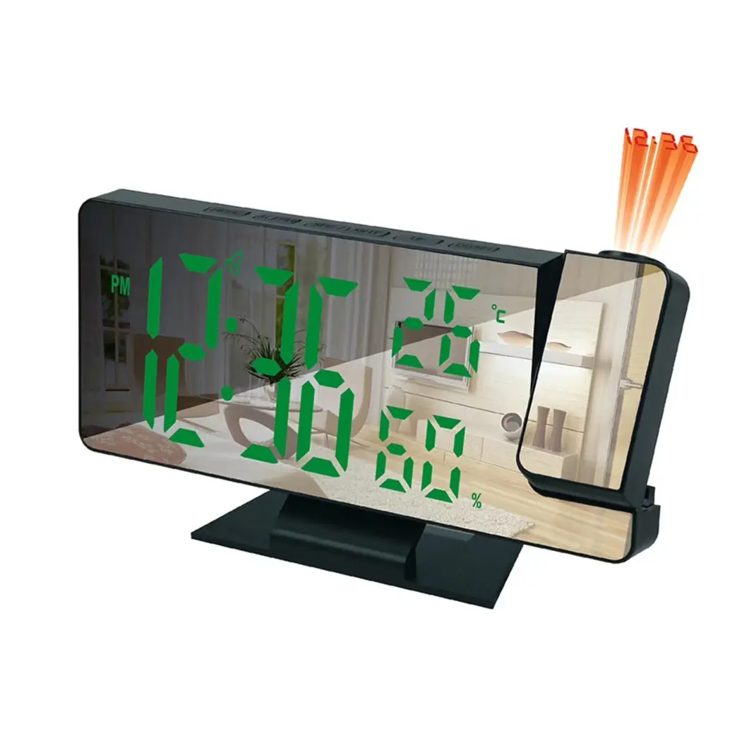 Projector-Style Intelligent LED Digital Alarm Clock - Built-in Temperature-Humidity Display, Memory Function, Automatic LED Light, Sunrise Glow, Digital Clock Decor, Room Accessories, Home Decor Mini Gift for Coworkers, Sunrise Alarm Clock, Built-In Displ