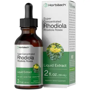 Horbäach Rhodiola Rosea Supplement Tincture | 2 fl oz | Alcohol Free Extract | Super Concentrated Root Liquid | Vegetarian, Non-GMO, Gluten Free