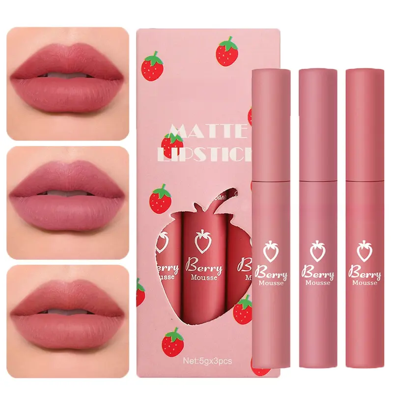 3 Colors Matte Liquid Lipstick Set, 16 Trendy Red Shades Waterproof Lip Stain, 24 Hour Long Lasting Non-Stick Cup Velvety Lip Gloss, Lightweight High Pigment Lip Makeup Gift Set for Women