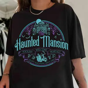 🥇 Vintage Hitchhiking Ghosts Vintage Shirt, The Haunted Mansion Halloween Tee, Welcome Foolish Mortals, Family Vacation  Trip Shirt