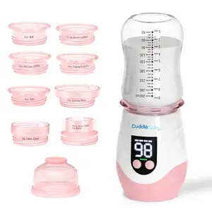 Portable Bottle Warmer for Travel, Cordless Baby Bottle Warmer, Rechargeable, 8 Adapters, 1 Milk Powder Container, Compatible with Most Bottle, Fast Heating, Pink