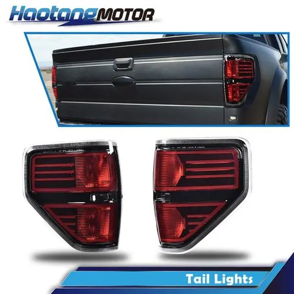 CROSSDESIGN Rear Taillights Set - Left & Right Brake Lamps, US-Compatible Car Lighting, Vehicle Specific Fit Truck Accessories for 2009-2014 Ford F-150 Pickup