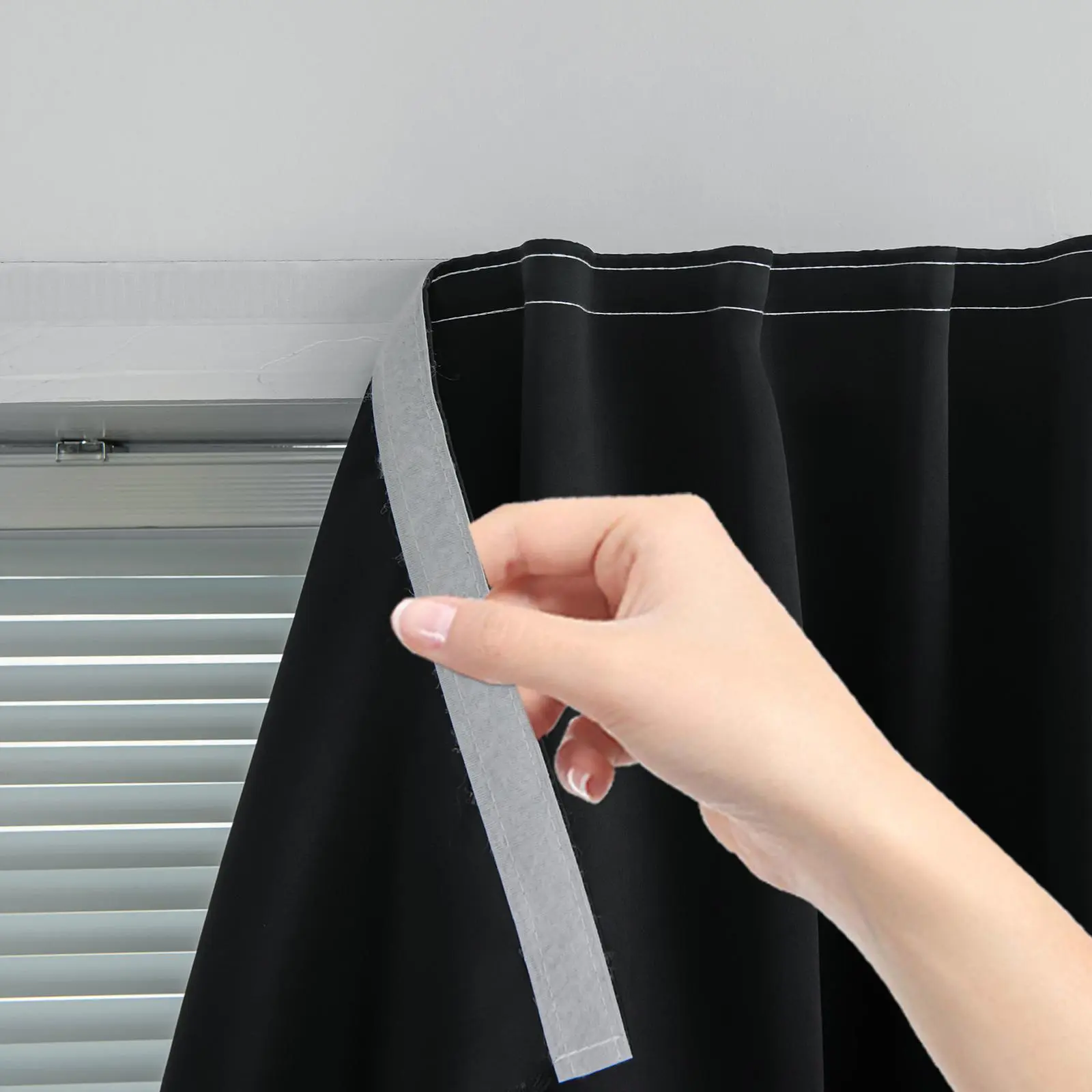 Blackout Curtain, Blackout Bedroom Curtains, 1-Piece Magic Tape Easy-Install Blackout Window Cover for Bedroom, Living Room, Kitchen and Other Rooms, Also Suitable for Party Decor
