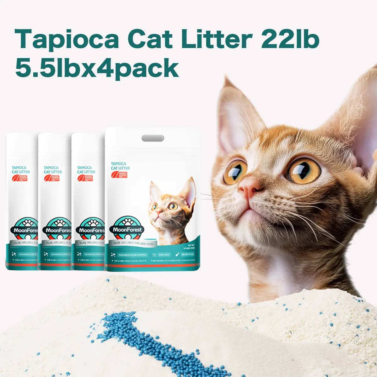 Moonforest Tapioca & Corn Starch Cat Litter - Biodegradable Formula, Quick Clumping, Low Dust, Odor Control, Easy Scooping for Multi-Cat Homes, #backtoschool   #sohochic