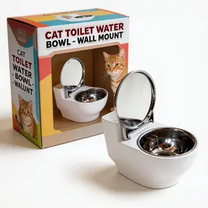Cat Water Fountain – Funny Toilet Bowl Cat & Dog Drinking Fountain, Novelty Toilet Shaped Pet Water Bowl