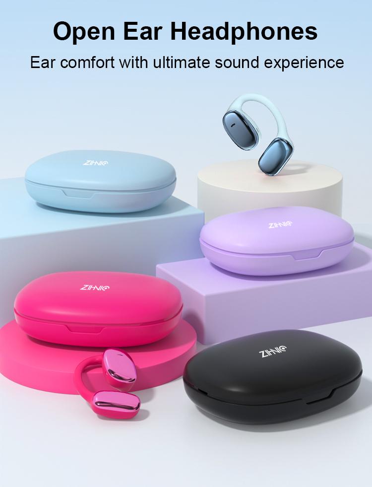 ZIHNIC S11 Open Ear Headphones Comfort Wireless Earbuds With Charging Case Bluetooth V5.4 IPX5 Waterproof Blue Audio High Sound Quality Electronic Chargeable Headset