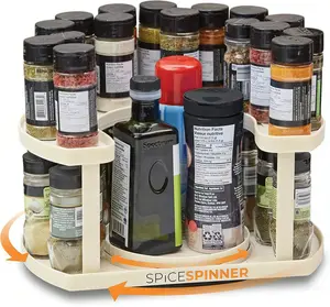 Spice Spinner Two-Tiered Spice Organizer & Spice Holder That Saves Space, Keeps Everything Neat, Organized & Within Reach With Dual Spin Turntables, Spice Rack Organizer, Kitchen Gadgets, Kitchen Organizer Space Saving