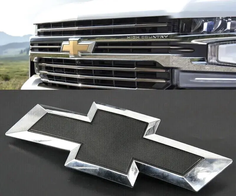 2019-2021 Chevrolet Silverado 1500 Bowtie Front Grille Emblm Badges Chrome Black