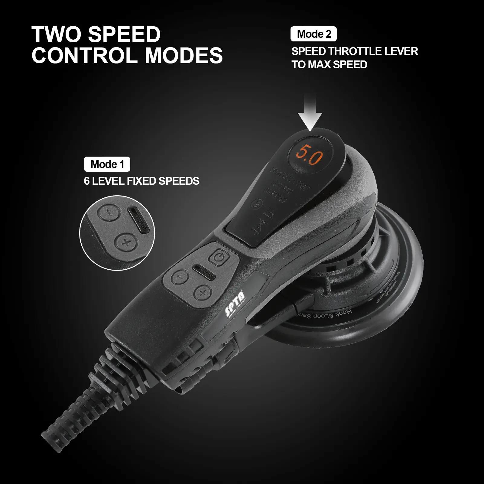 Electric 5mm Random Orbital Sander Brushless 350W 3A Multi-function Variable Speed Electric Corded Orbital Sanders Machine with 4 Sanding Paper for Woodworking Tool Safety Adjustable