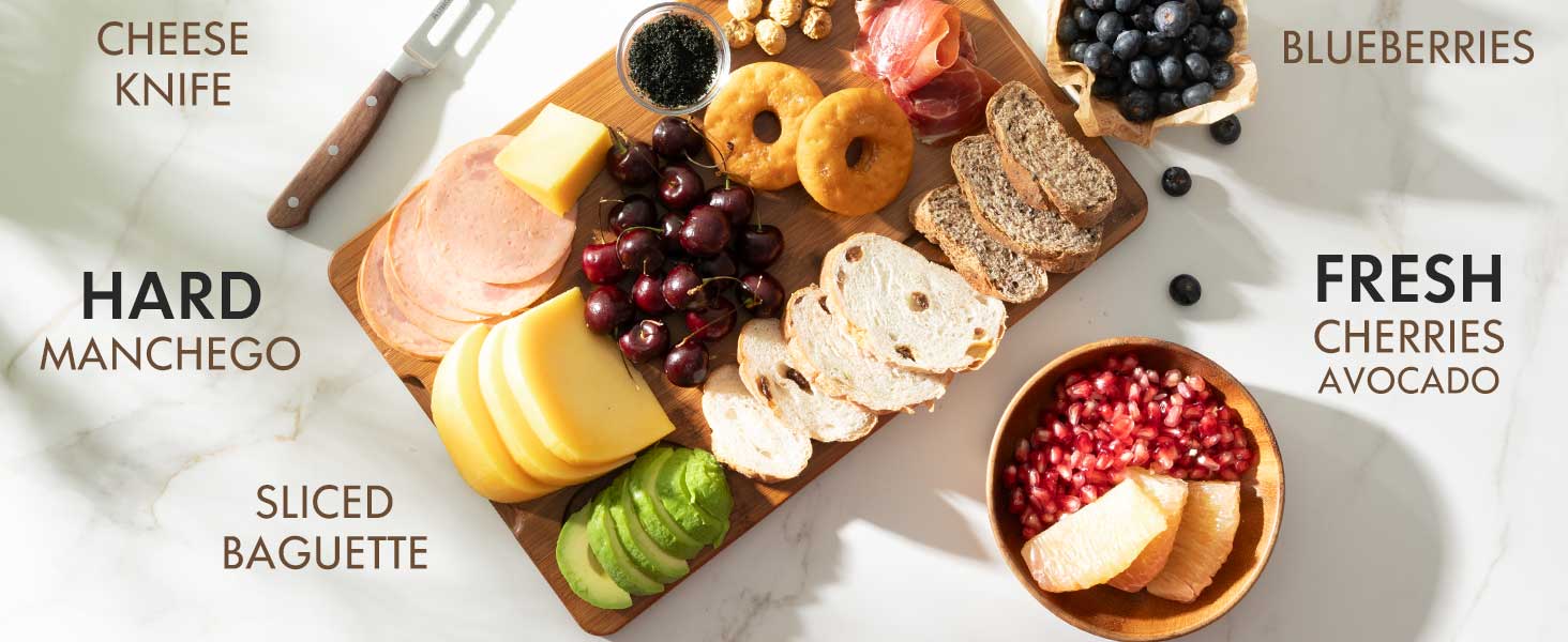 Astercook 4-piece Bamboo Cutting Board Set with Holder Durable Charcoal Bamboo Cutting Board with Juice Groove Eco-Friendly Strong & Durable for Fruits Vegetables and Meats