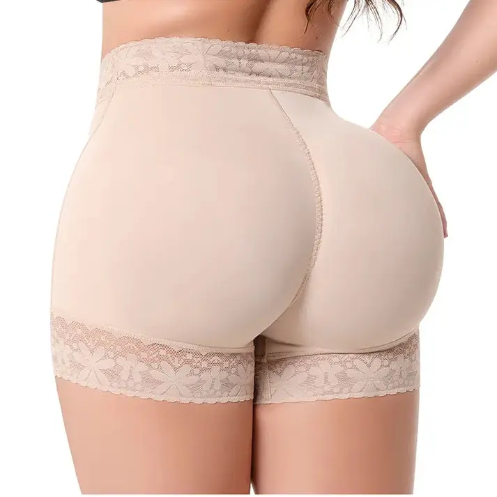 Women's Colombian Butt-Lifting Shapewear Shorts - High-Compression Powernet Fabric, Smooth, Barely-There Hold, Lace-Trim Detail, Silicone Bands, Body Slimming, Invisible Glute Enhancement, Breathable Everyday Wear for Tight Jeans Fit
