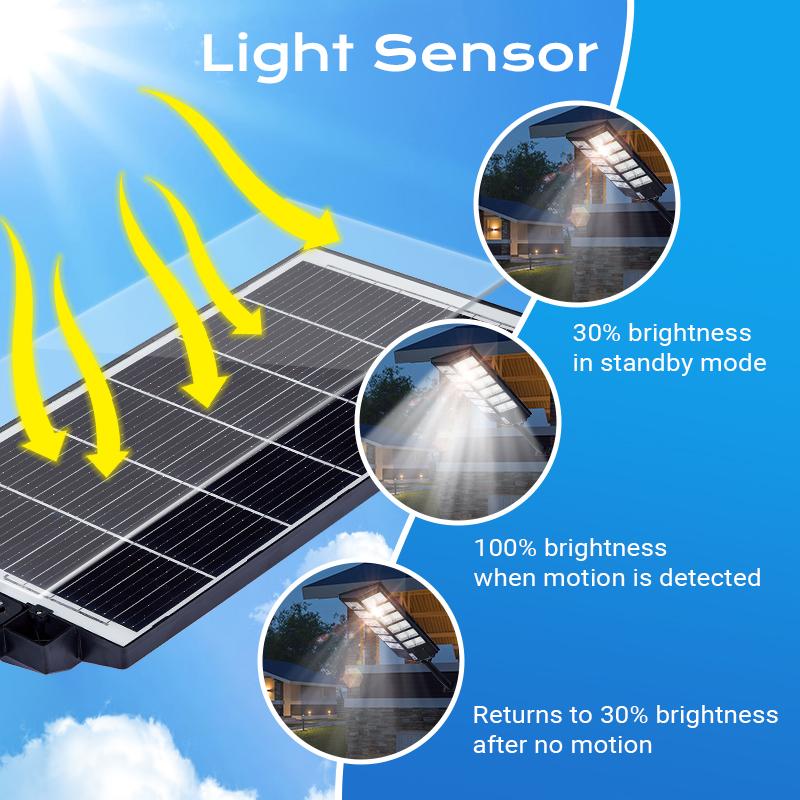 Solar Street Light Outdoor,  Flood Lamp, 3 Modes Motion Sensor Security Light for Yard Garden Road Garage, Solar Lights Outdoor Wall/Pole Mounted with Remote, IP65 Waterproof