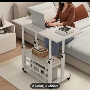 Multifunctional Folding Table With Wheels, Adjustable Height And Storage Shelf - Perfect For Bedroom, Living Room, Outdoor Office And Study Room. Multifunctional Adjustable Height Rolling Table.