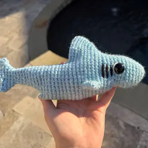 Crochet Shark Animal Decorative Display Figurine Handmade Great White