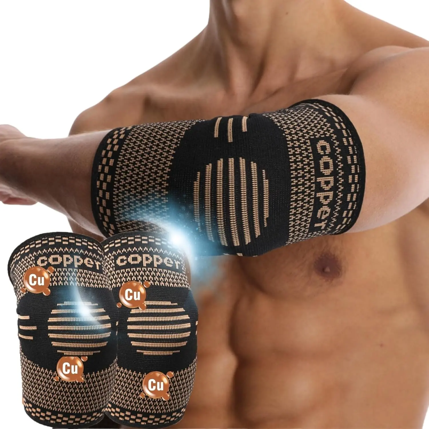 2 pcs Copper Elbow Sleeve,Elbow Compression Sleeve, Elbow Brace For Tendonitis and Tennis Elbow,Golfers, Arthritis, Bursitis, Elbow Pain Relief,Weightlifting, Fit for Men & Women, 4 Size