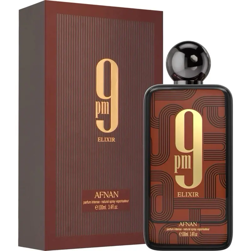 AFNAN 9 PM Elixir for Men and Women Extrait de Parfum Spray, 3.4 Ounce Perfume Fragrance Cologne Wood Floral occasion holiday