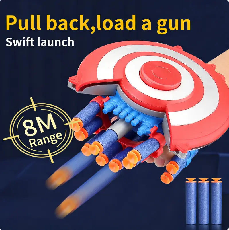 Unisex Superhero Wrist Dart Launcher Toy for 10-12 Yrs Kids - Transforming Shield, Pull-Back Load, 8M Shooting Range, PVC-Free Sports Outdoor Blaster