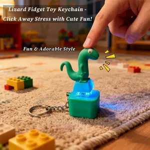 Lizard frog Coquí Button Keychain with Rechargeable LED Light & Realistic Croak – Color-Changing Fun Toy Keyring Gift for Kids & Adults