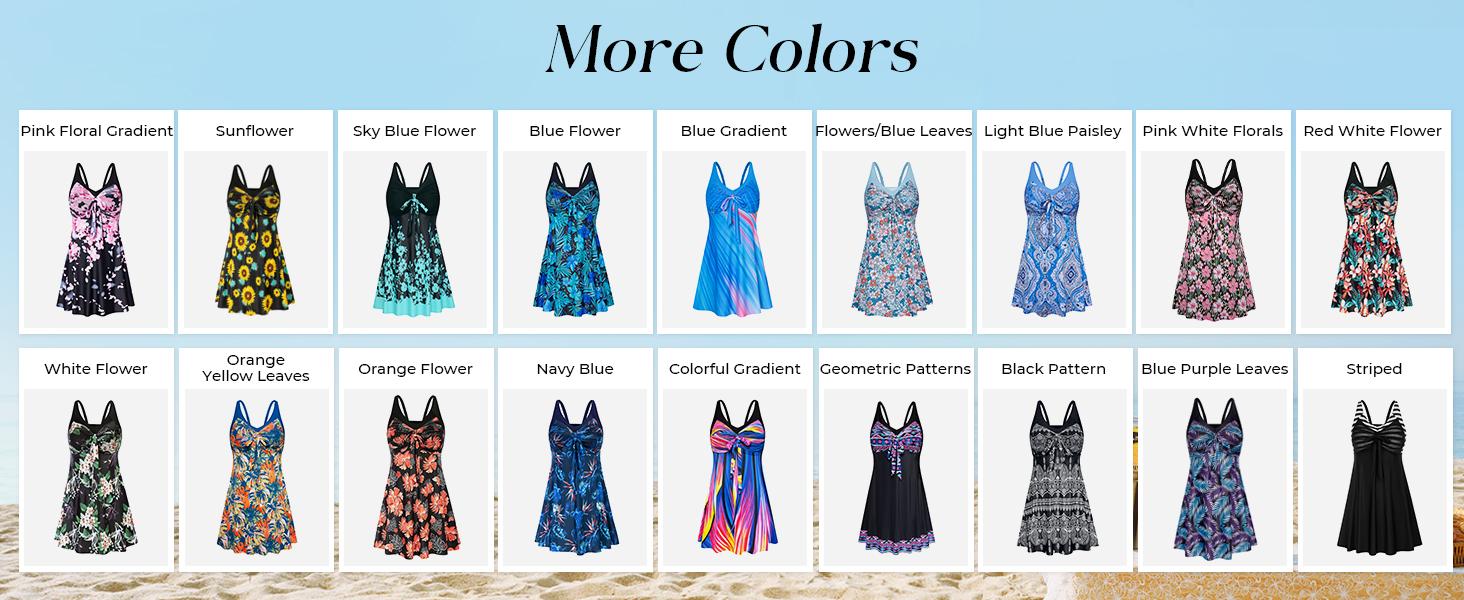 Hanna Nikole Women's Two Piece Swim Dress Plus Size Tummy Control Floral Printed Swimwear Swimsuits with Boyshort Tankinis Set Swimdress Outdoorfun