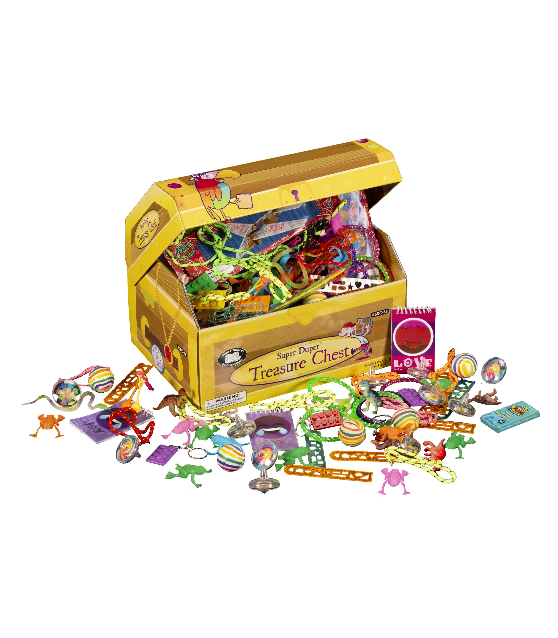 Super Duper Treasure Chest with Assorted Prizes for Kids Ages 4+, Fun Reward & Motivation Kit, Includes Toys, Stickers, and Surprise Treats, Perfect for Classroom, Party, and Therapy Incentives