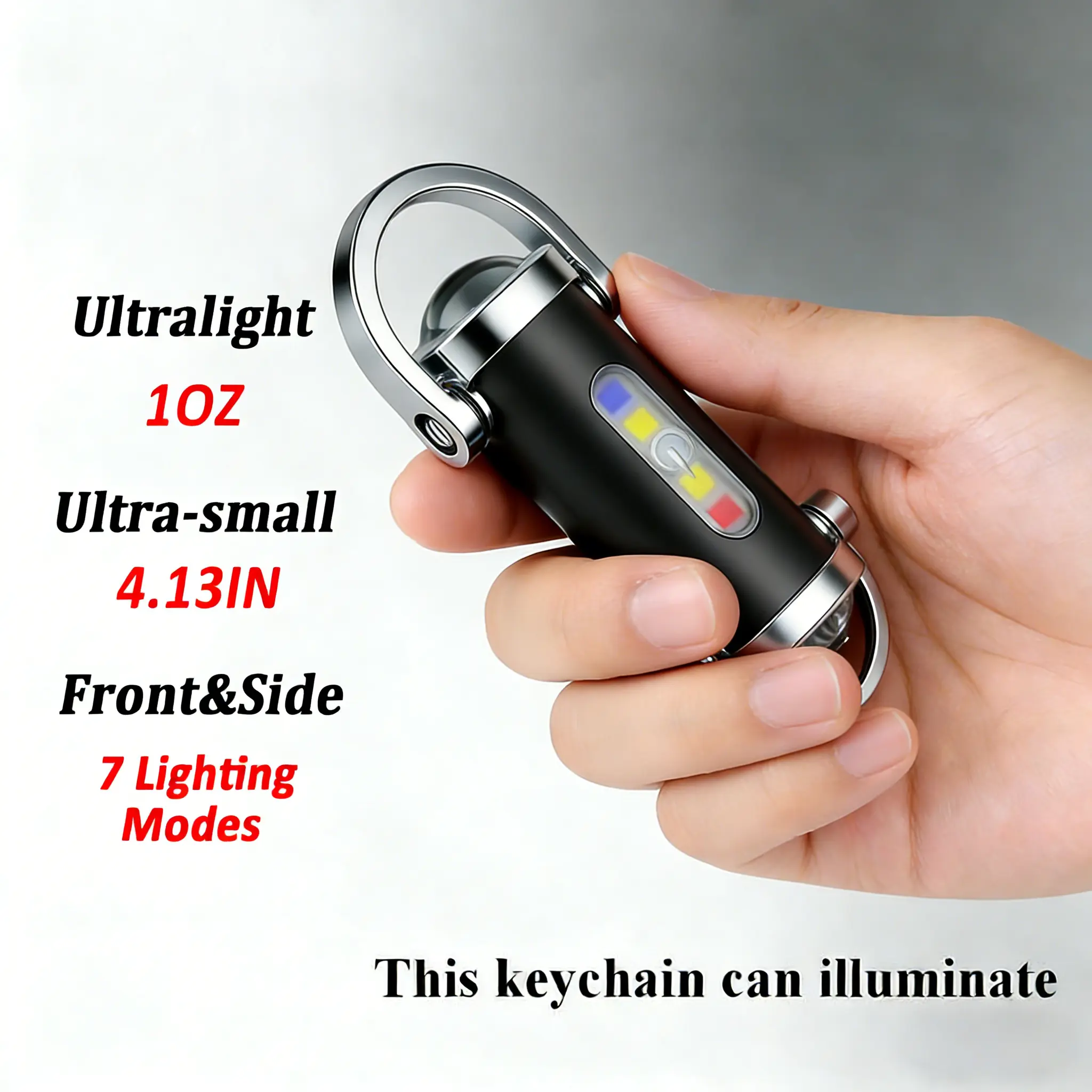 Mini LED Flashlight Keychain Flashlight, USB-C Rechargeable Keychain Light with Strobe and SOS Light for Camping, Hiking, Work, Travel, Outdoor fun