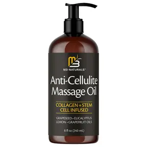 M3 Naturals Cellulite Massage Oil 8oz-Smooth the Appearance of Cellulite AL-Body Care & Skin Care Massage Oil Topical Collagen and Plant Stem CellBody Oil to Restore Texture and Elasticity-Soothing Body Oil