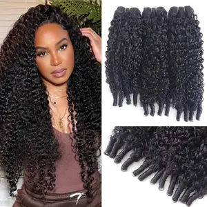 QVR Burmese Curly Bundles Human Hair Spiral End Quick Water Wave Human Hair Bundles Extensions 3Pcs for Women 18 20 22 inch Natural Black