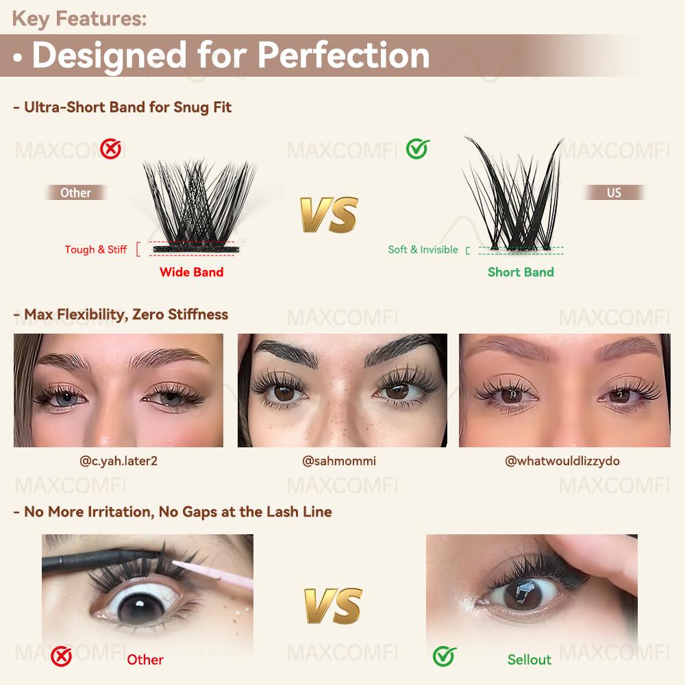 MaxComfi Petite Subtle Lashes - Sellout Puppy Flora Style Cosmetic DIY Eyelashes Kit, Gentle, Comfortable, Long-Lasting, Waterproof, Super Soft, Thin Band, Natural Daily Volume, Beginner-Friendly, Easy-to-Apply Summer Essential