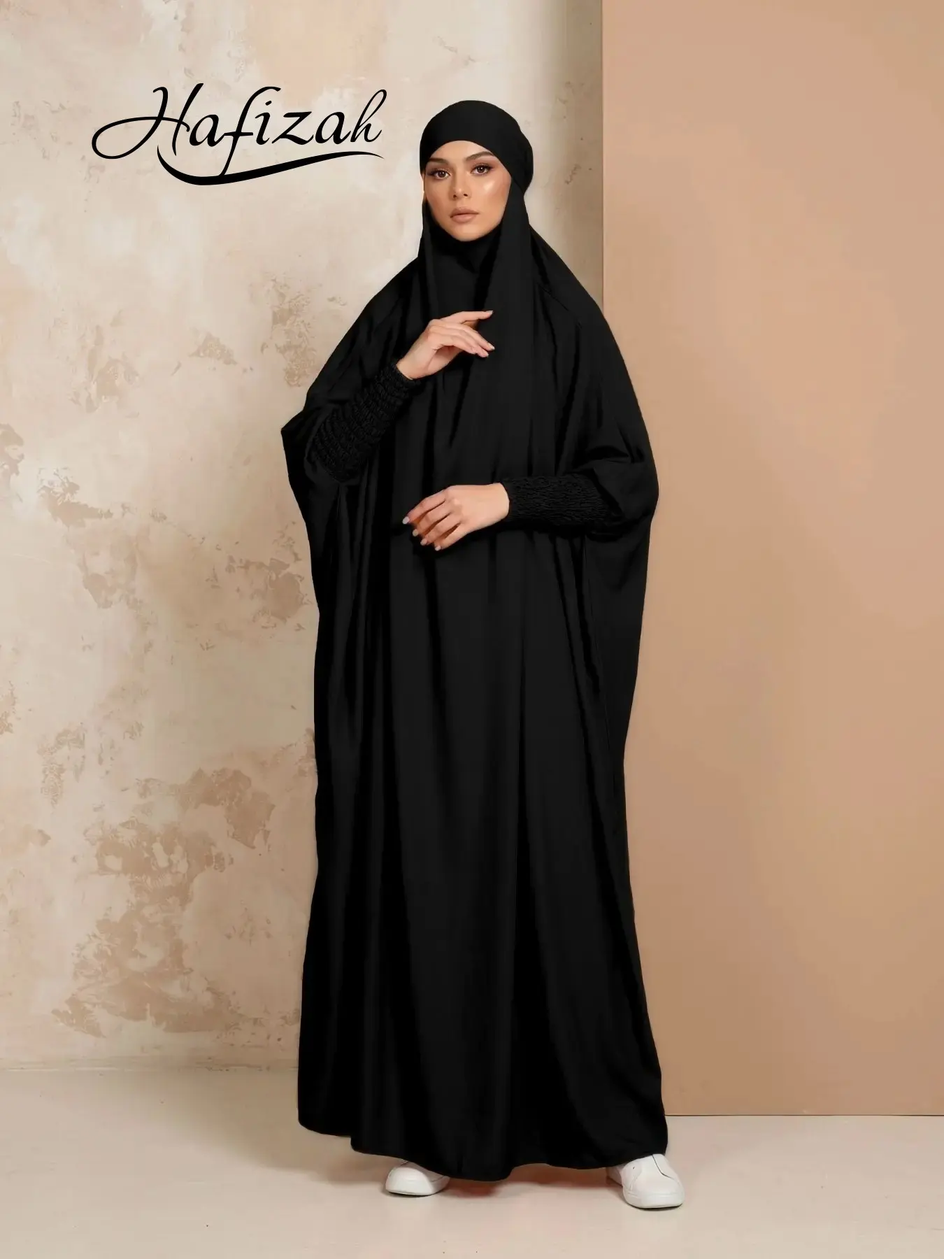 Hafizah Plain Hooded One-Piece Robe Jilbab, Modest Islamic Clothing, Islamic Modesty Clothes, Modest Muslim Clothing, Breathable Lightweight Loose Fit Casual Outerwear, Daily Commute Dress for Women