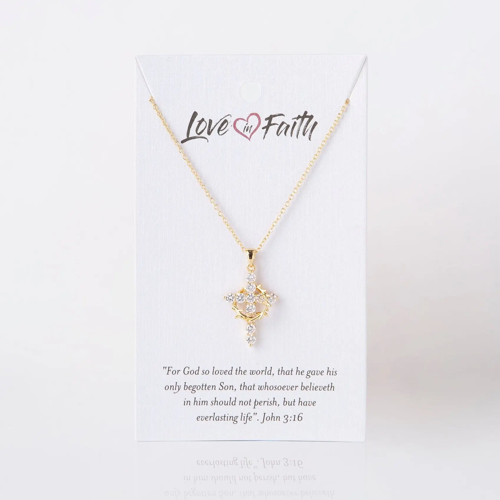 Love in Faith Jewelry, Faith Style Cross Pendant Necklace for Women with Crown of Thorns, Cubic Zirconia Accents, Adjustable 16-18" Chain, Faith Style Necklaces