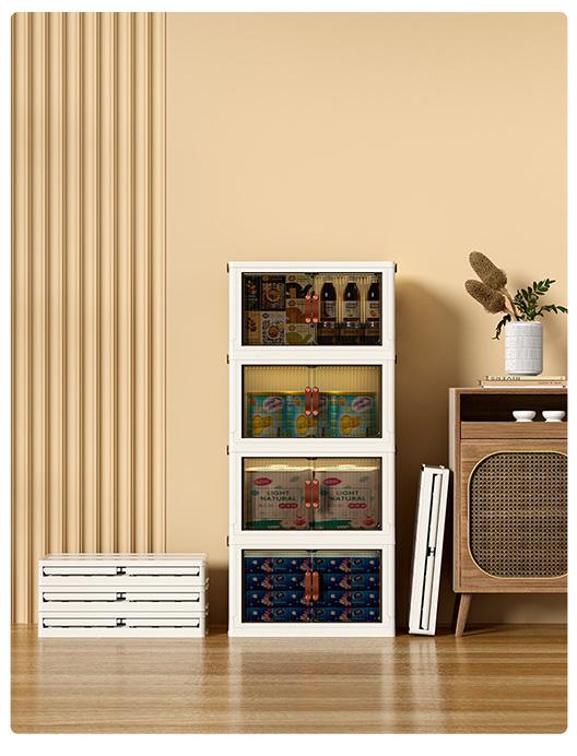 ONAIL Foldable Storage Box with Lid Stackable Household Organiser in Cream White for Kitchen Bedroom Bathroom & Warehouse Large Capacity L XL XXL Sizes