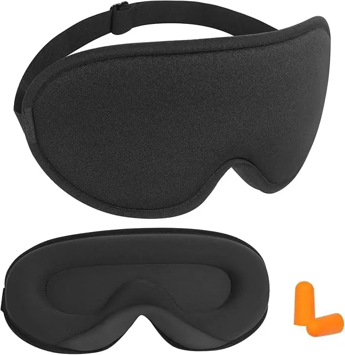 3D Contoured Lightweight Sleep Mask for Women - 98% Light Blocking, No Eye Pressure, Adjustable Strap, Sensitive Eye-Friendly, Ideal for Sleeping, Traveling (Black)