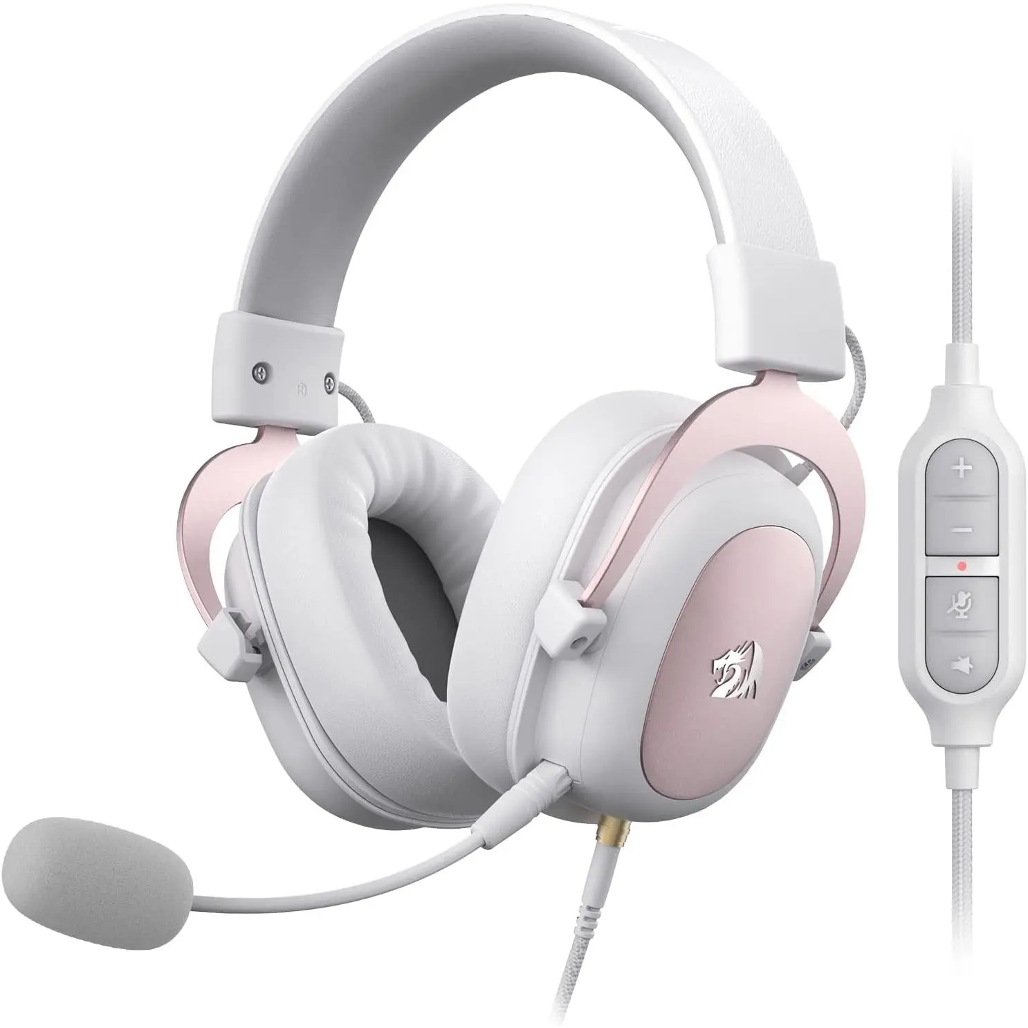 Redragon H510 Zeus White Wired Gaming Headset - 7.1 Surround Sound - Memory Foam Ear Pads - 53MM Drivers - Detachable Microphone - Multi Platforms for PC, PS4/3 & Xbox One/Series X, NS Audio Headphone,back to school,back to school haul