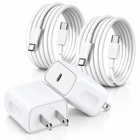 RXVNPXI 2-Pack 20W PD 3.0 Wall Charger Set with 4x6FT Reliable Charging Cables, Fastcharging USB Adapter, Charger for iPhone/iPad, Samsung Galaxy, Pixel & Electronic Devices