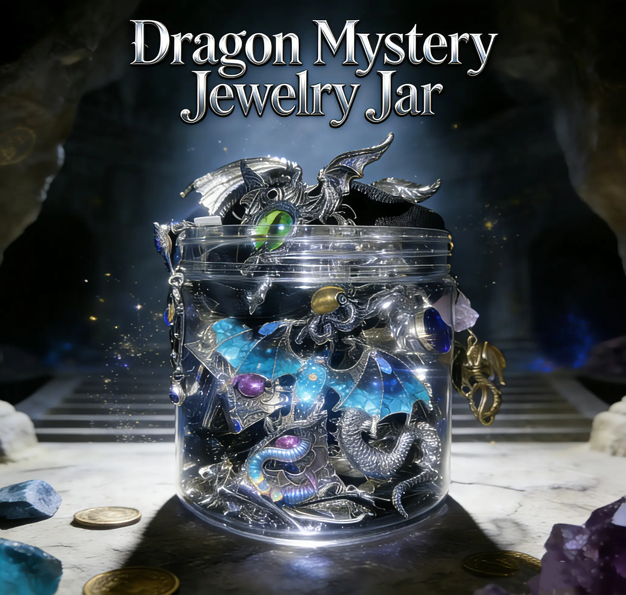Dragon Aesthetic Mystery Jewelry Jar,24 pcs Costume Jewelry set,Bestie Gift, Friendship Gift, Graduation Giftr, Self Love Treat tiktokshopspringglowup