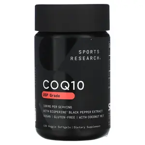 Sports Research CoQ10, USP Grade with BioPerine, 100 mg, 120 Veggie Softgels