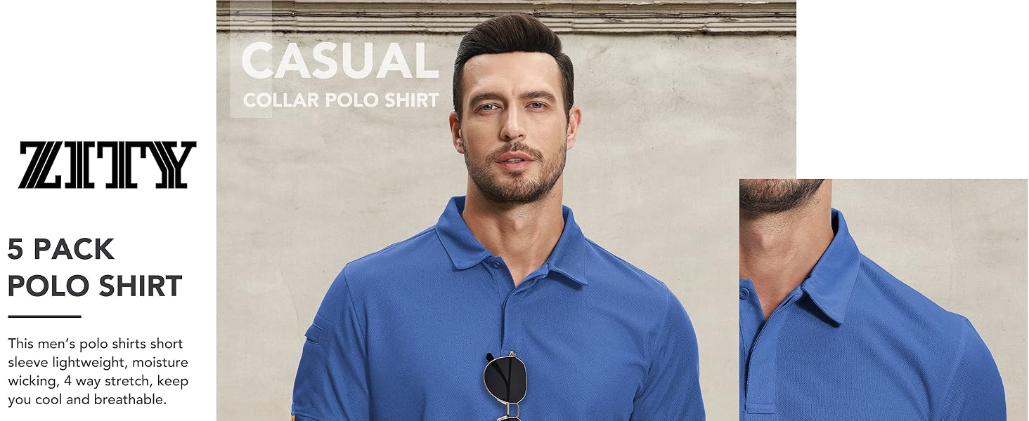 ZITY Men's Polo Shirt Short Sleeve Sports Tactical Tee for Golf & Casual Wear Comfortable Turn-Down Collar Fashionable Daily Attire
