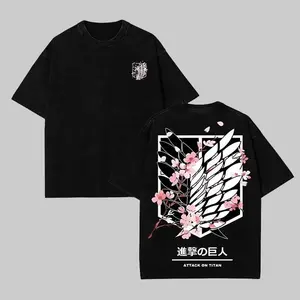 Attack On Titan Anime Unisex Tee | Wings Of Freedom AOT Shirts - Eren Acid Wash Shirt Graphic Tee Casual Menswear Soft Top Sweater, Hoodie | AOT Streetwear Style Tee