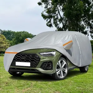 Gray Car Cover with Zipper Full Car Cover Waterproof UV Protection Snowproof Dustproof Universal Fit for Sedan & SUV Easy Installation