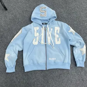 5ive "Built after pain" Light Blue Zip up hoodie