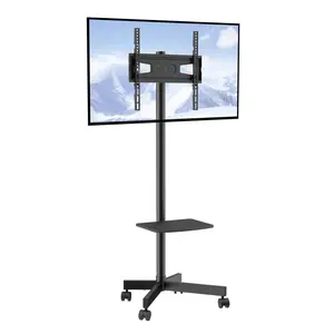 VEVOR Mobile TV Stand,  , Mobile TV Cart for 23 to 60 inch TVs, Height Adjustable Portable TV Stand with Wheels, with A Tray for Audio-Visual Devices, Rolling TV Stand with Mount for Bedroom, Living Room