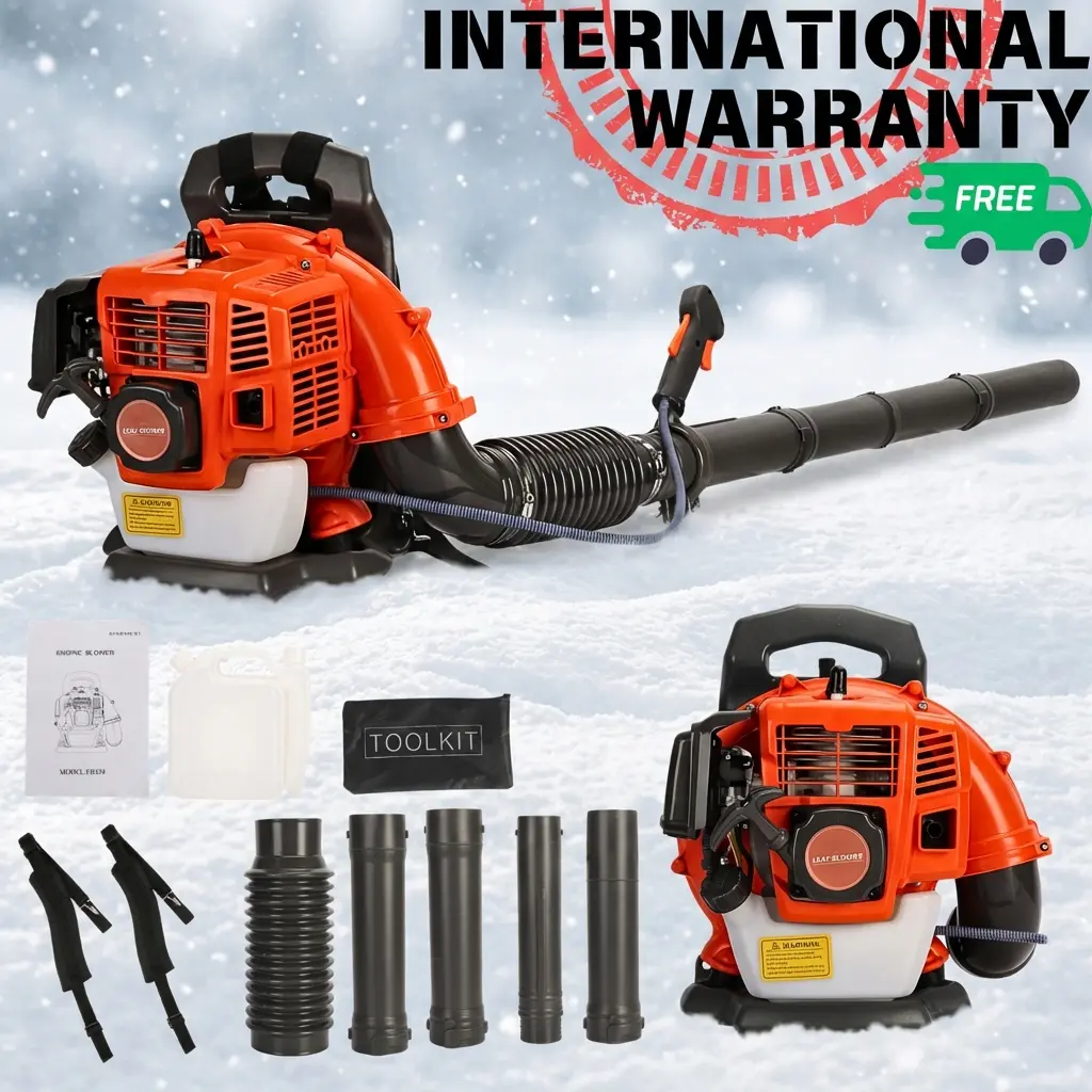 52CC Gas Powered Professional Backpack Snow Blower - Heavy-Duty Garden Cleaning Tool with Adjustable Tube, Blowers for Lawn Care, 1 Mixing Oil Bottle, 13.65 lbs Power Head Dry Weight for Driveway Clearing, Super Power Blower