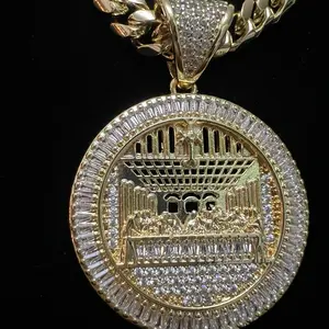 14k Gold Bonded Pendant and Necklace with Diamond Accents last supper pendant