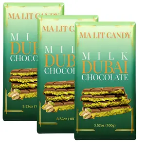 Dubai Chocolate Bar - 3 Pack - 3.52 oz each - Luxury MA LIT CANDY Milk Chocolate Dubai Knafeh Bar with Rich Filling - Great Gift for the Holidays