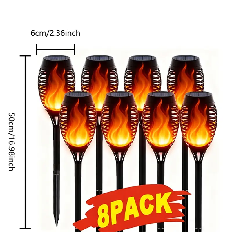 Garden Flame Torch Lights Set - 4/8/12-Piece Solar Outdoor Lanterns, Solar Landscape Lights for Pathway, Courtyard, Thanksgiving Holiday Decor, Solar Outdoor Lantern