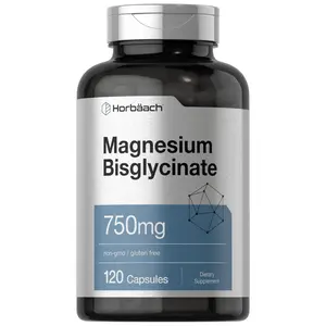 Horbäach Magnesium Bisglycinate | 120 Capsules | 750mg | Non-GMO and Gluten Free Supplement