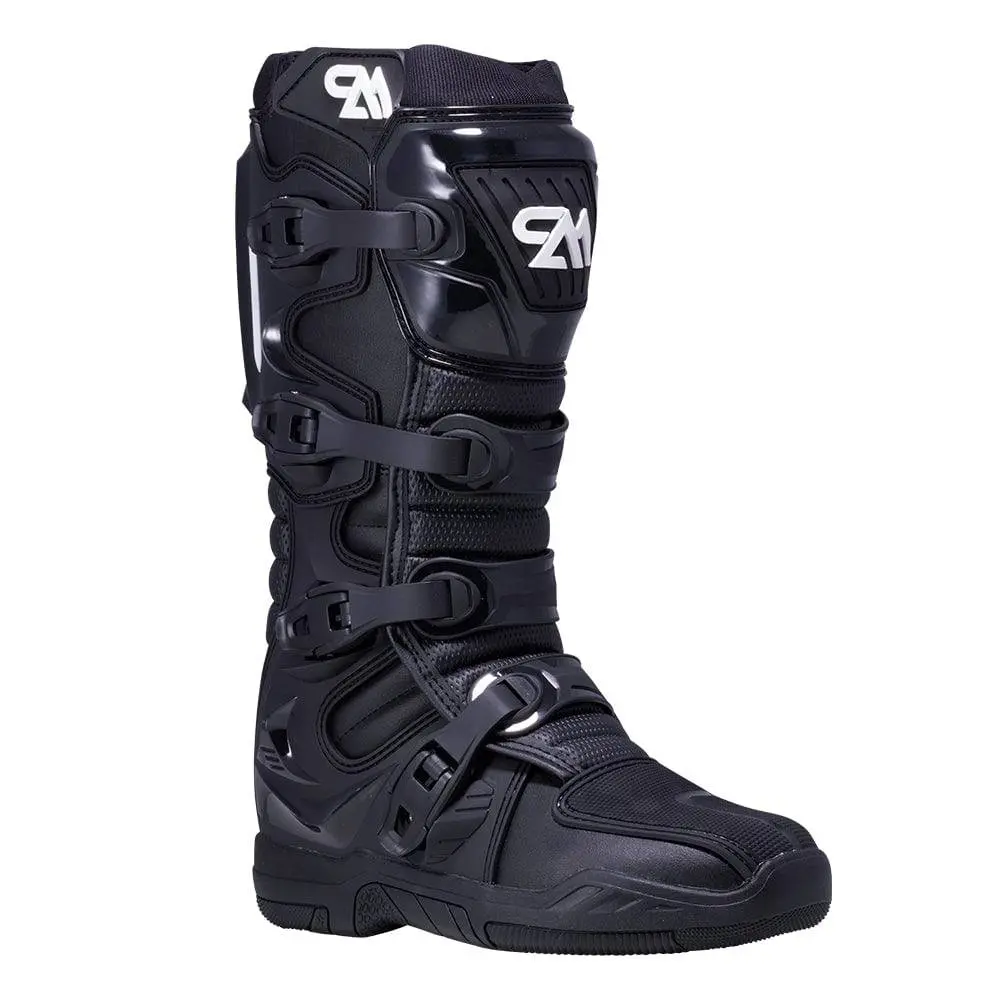 Men's Torched MX Boots - Black/White, Rubber Sole, Mesh Shoe Footwear